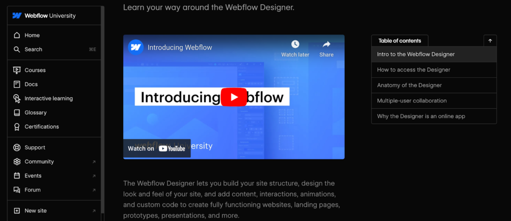 Webflow university 2